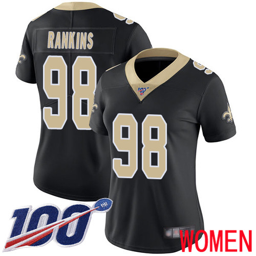 New Orleans Saints Limited Black Women Sheldon Rankins Home Jersey NFL Football #98 100th Season Vapor Untouchable Jersey